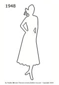 1948 Fashion history outline silhouette
