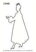 1948 Fashion history outline silhouette
