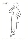 1950 Fashion history outline silhouette