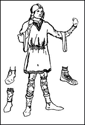 Man wearing tunic and ankle garters costume mid twelfth century.