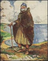 Old Man Wearing Blanket Cloak