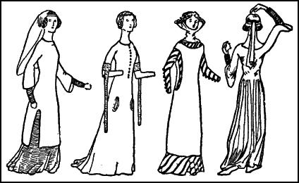 Women in Surcoats - Mid 1300