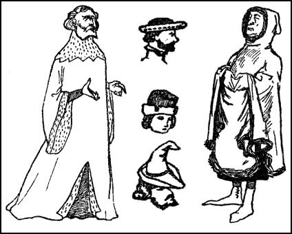 Medieval Costume Men - Houppelandes & Headwear.