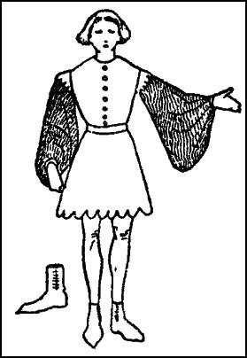 Latest mode in mens C14th fashion - short houppelande.