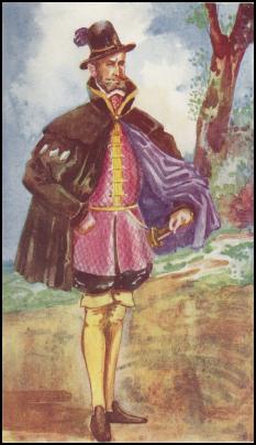 Doublet and Hose - 1550- Tudor Male Fashion Spanish Cloak and Feather Cap.
