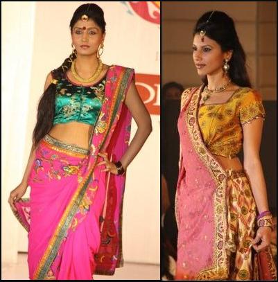 Hot Pink Sari and Gold and Pink Sari.