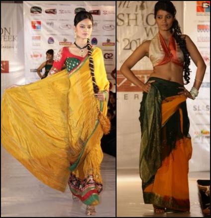 Vibrant Fashion Week Gold Indian Saris