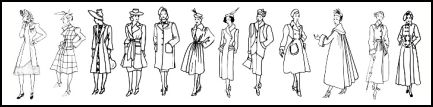 These coats range from 1940 -1949 left to bottom right and larger examples are available further down this page.