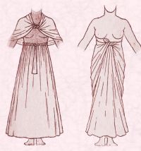 The length of fabric could also be worn as an Egyptian skirt wrapped and passed around the body, tying it at the front. 