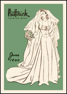 1940s Butterick Magazine Pattern Covers - 1940 Wedding Dress