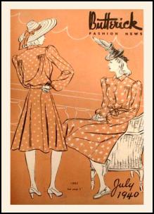 1940s Butterick Magazine Pattern Covers 1940 Shirt Style Military Line Dress