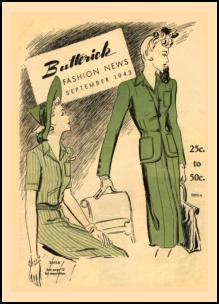 1940s Butterick Magazine Pattern Cover of Suits of 1943