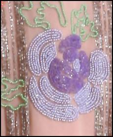Beaded Dress Detail of Lavender Rose Embellishment.