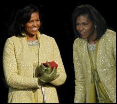 Michelle Obama - 2009 Inauguration lemon grass yellow wool lace coat by fashion designer Toledo