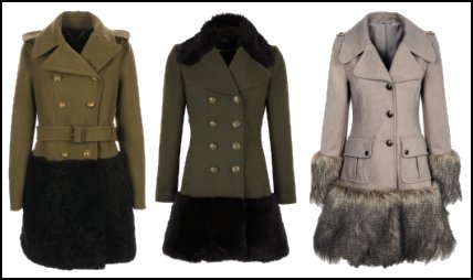 Fur Trim Hem Military Coats