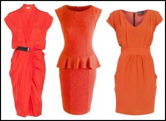 Fashion colours 2010. Orange dresses. Orange based light coral red