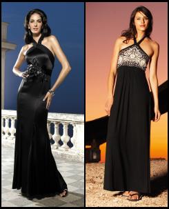 Glamorous Black Silk Evening Halter Gown £149. Long Tall Sally. Jersey Halterneck With Embroidered Bust Panel.