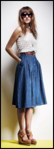 1970's Retro Blue Denim Skirt.