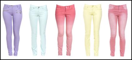 pastel coloured jeans