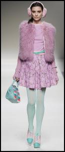 Colourful fur jacket from Blugirl catwalk fashion.