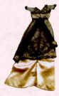 Picture of black/gold Edwardian small costume. Fashion history and costume history dolls