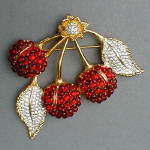 Fashion-era picture of costume jewellery cherries crystal brooch from Glitterbug
