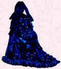 Picture of navy bustle mid Victorian style small costume. Fashion history and costume history dolls