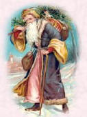 Older Picture of Father Christmas Wearing Blue Robe