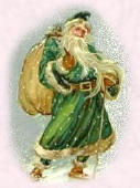 Older Picture of Father Christmas Wearing Green Robe