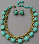 Fashion-era picture of Haskell turquoise costume jewellery pieces from Glitterbug