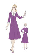 Purple Pinafore dress 1970s front and back