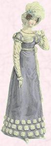 Vestido de Regencia - Vestido azul de mangas semiopacas 1819