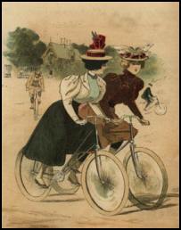 La Nouvell Mode cover of 1897 showing typical cycling dress with tailor made elements.