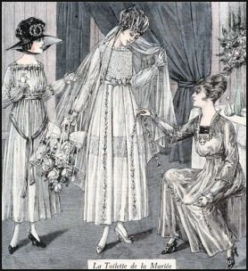 Marriage veil shown on the cover of Le Petit Echo de La Mode left which is from 1917. 