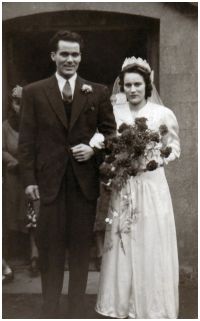 Fahsion-era fashion history 1940s Wedding - Florence and Tom 1942.