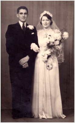 Fashion history - 1939 Uk Wedding ofthe bride Lorraine and Evan the groom.