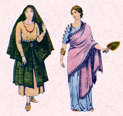 Costume of Romanised British woman and a lady.