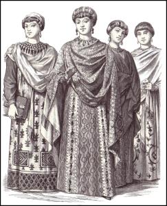 Bizantyjski Strój cesarzowej Teodory w 547AD