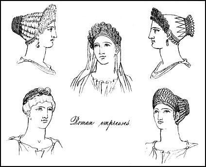 romerske kejserinder og deres frisurer og hoved-kjoler