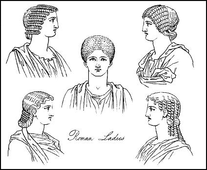 frisyrer av romerska Damer.