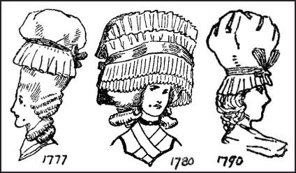 Women's English Costume Mob Cap Drawings - HAIR - GEORGE III
