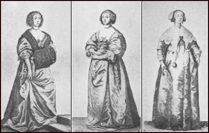 Hollar 17th Century Engravings - Gown Costume Drawings