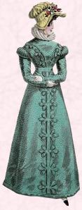 1822 green regency era fashion DRESS