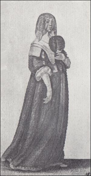 1640 Lady With Veil And Feather Fan