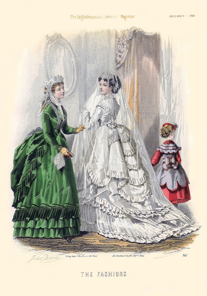 1869 bustle bride dress