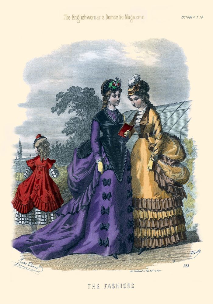 1869 purple and gold dress