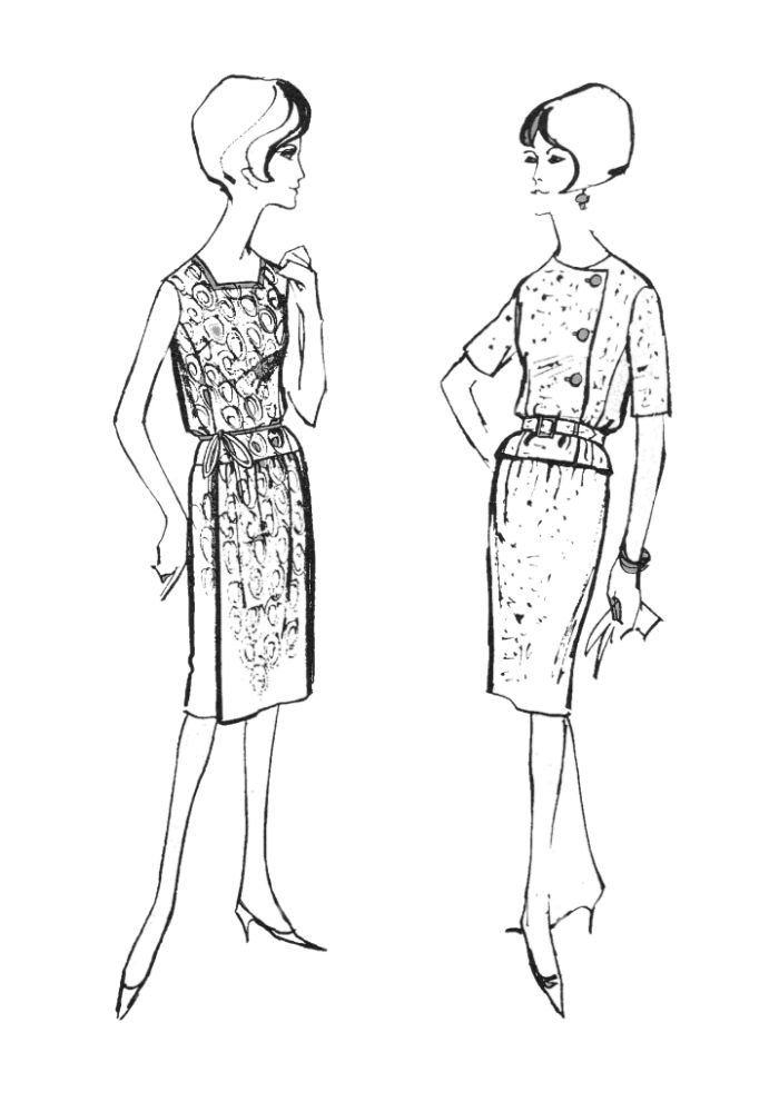 1962 blouse on wrap drawing