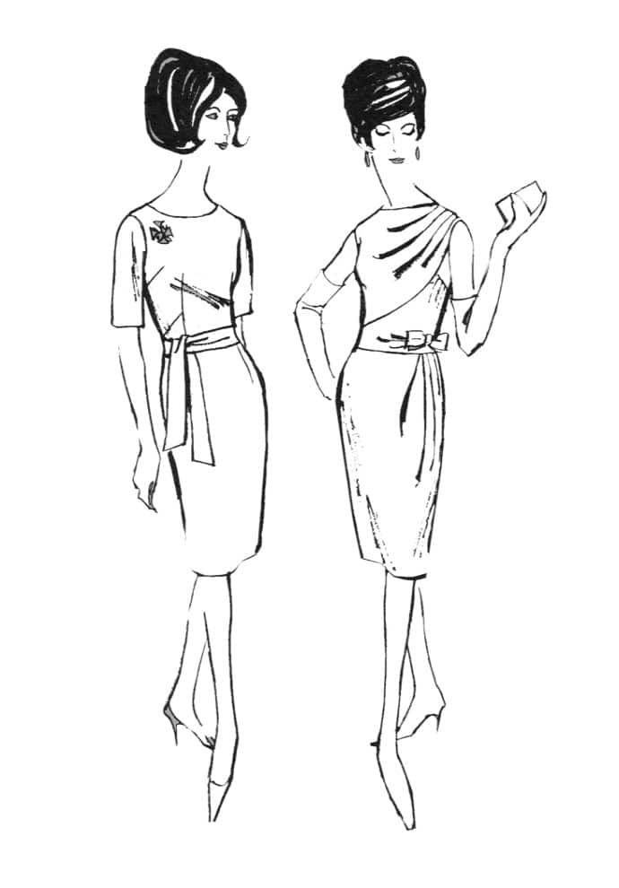 1962 straight dresses drawings
