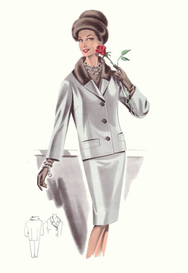 1965 fashion suit with rose