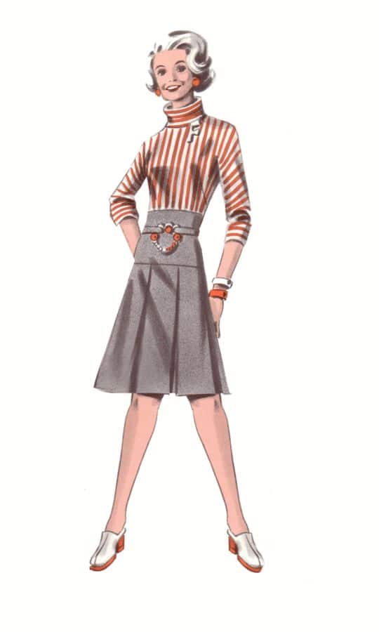 1974 grey pleat box skirt